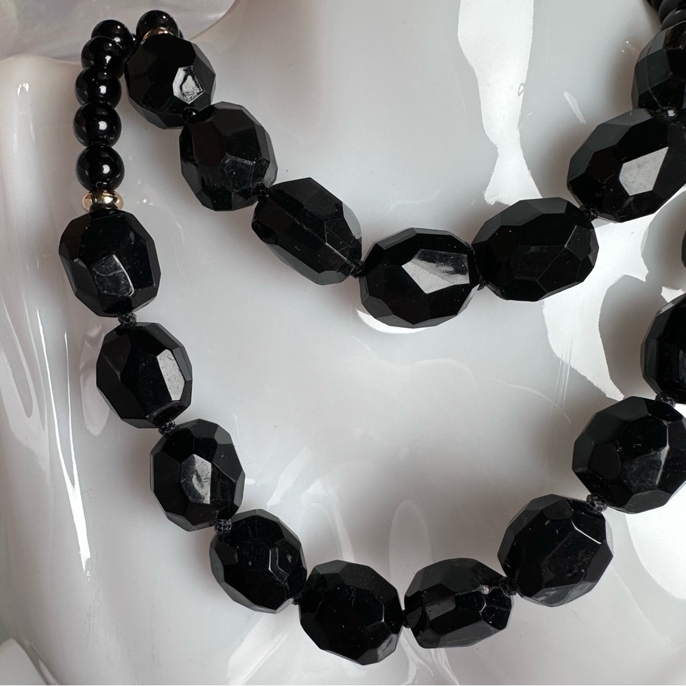 nOir Jewelry | Black Beaded Two-Strand Necklace | NWT
